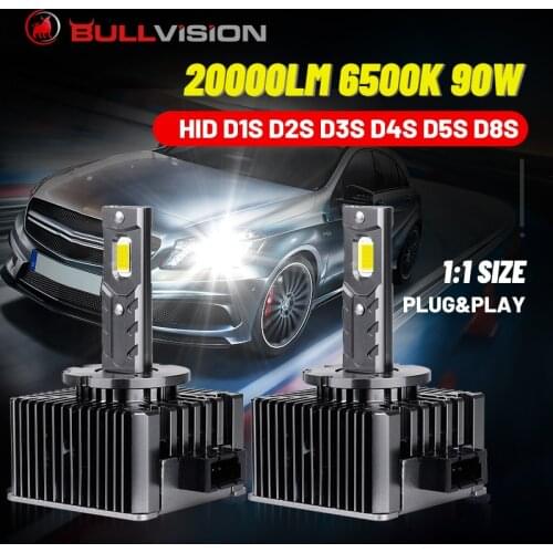 BULLVISION 20000LM D1S HID Headlights D2S D3S D4S D5S D8S D1R D2R D3R D4R Two-sided CSP Chips Car Xenon Bulbs Original Size 12V