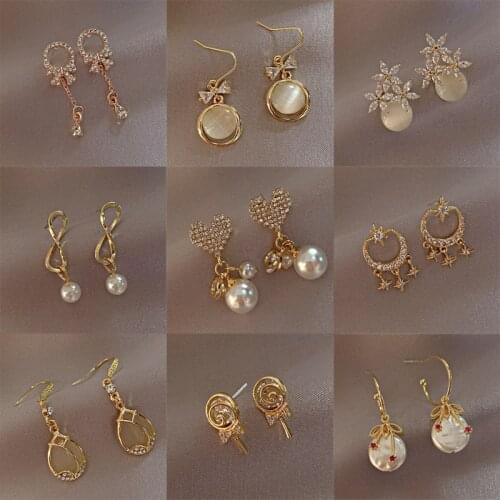 2020 New Arrival Fashion Classic Geometric Women small Dangle Earrings Pearl Earrings Of vintage style Female Korean Jewelry