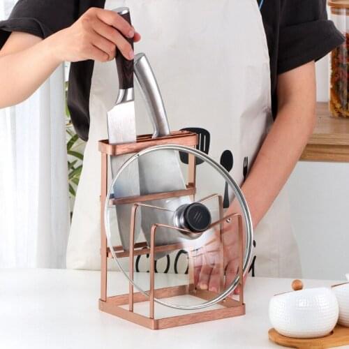 3In1 Stainless Steel Kitchen Tools Organizer Pot Lid Storage Rack Knife & Cutting Board Stand Holder Kitchen Storage Shelf