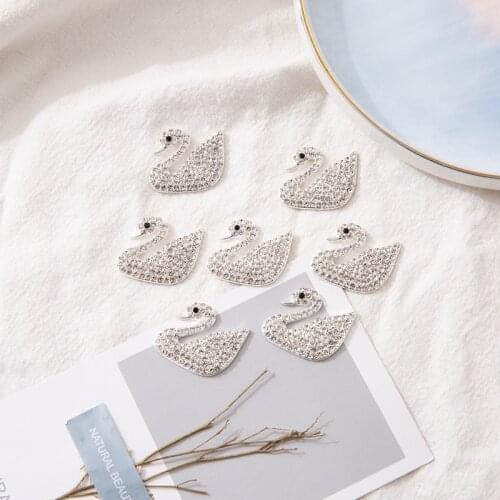 5Pcs Inlaid Diamond Swan Alloy Patches DIY Craft Phone Shell Patch Headwear Perfume Bottle Tissue Box Decor Appliques Ornaments
