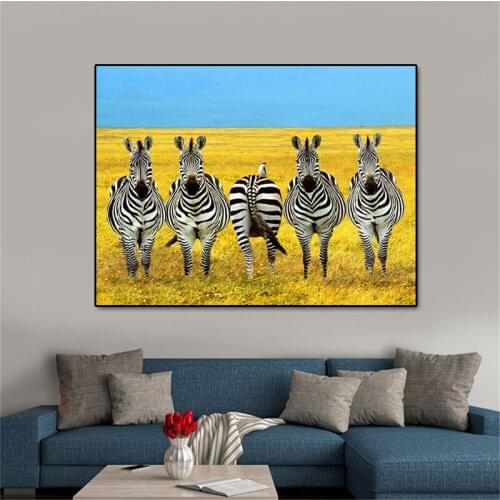 African Scenery Animal Cute Zebras Posters And Prints Wildlife Canvas Painting Wall Art Pictures Nordic Home Painting Decor