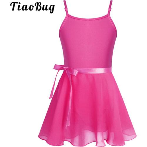 TiaoBug Kids Teens Ballet Tutu Bodysuit Dance Costume Girls Gymnastics Leotard with Skirt Set Profession Performance Ballerina