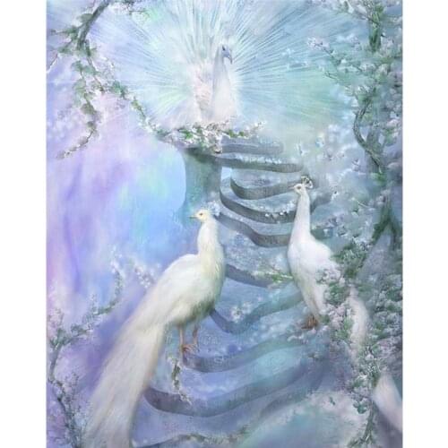 White Peacock New Diy diamond painting crafts diamond mosaic home decorative painting cross stitch diamond embroidery A5584R