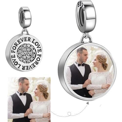 Personalized Custom Photo 925 Sterling Silver Round Charms Beads Fit Pandora Bracelet Necklace Pendant Original DIY Jewelry