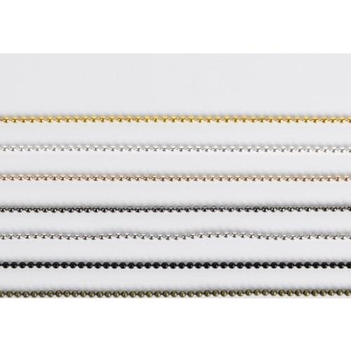 5 Meter Width 1.2mm 1.5mm 2mm Gold Silver Color Metal Alloy Round Ball Beads Chains For Necklace Bracelet Jewelry Making