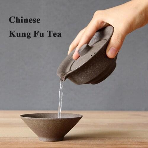 AHTOSKA Matcha Gaiwan Chinese Kung Fu Tea Pot Sets Pottery Teaware Teacup Saucer Ceremony Black Ceramic Teapot Drinkware