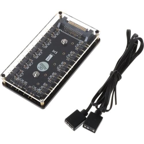 RGB LED Splitter HUB with PMMA Case and Magnetic Standoff SATA 15-Pin Power Supply Cable for ASUS/MSI 5V 3Pin LED Controller