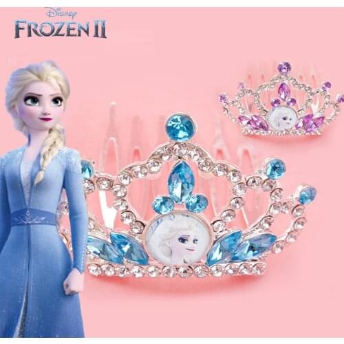 Disney Frozen 2 Elsa Princess Crown Girls Cosplay Makeup Pretend Play Toys Hair Accessories Kids Birthday Gift Party Crown Set