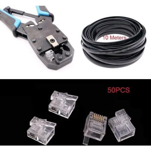 DIY 6 Core Cable 6P6C Cable Plug RJ12 Connector Crimping Pliers NXT EV3 Data Cable Kit
