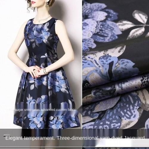 Elegant floral yarn-dyed jacquard dress windbreaker jacket fashion fabric, sewing fabric factory shop is not out of stock
