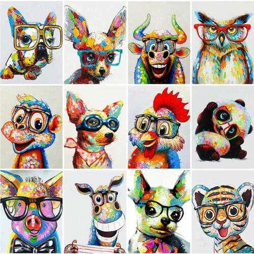 EverShine Full Drill Square Diamond Painting Animal DIY Diamond Embroidery Chicken Picture Rhinestones Mosaic Dog Home Decor