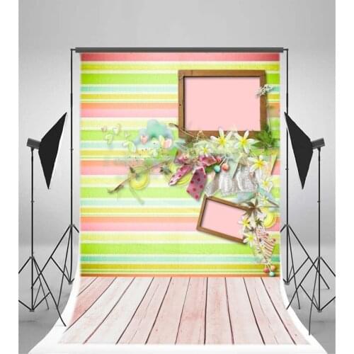 Photography Backdrop Cartoon 's Frame Fresh Flowers Colorful Stripes Wallpaper Ric Stripes Wood Floor