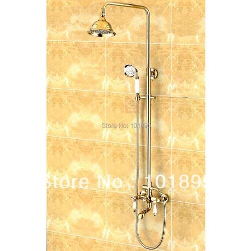 L15855 - Luxury Wall Mounted Gold Color Brass Rainfall Shower Column