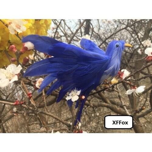 Cute simulation blue bird model foam&feather real life small wings bird doll gift about 12x15cm xf1157