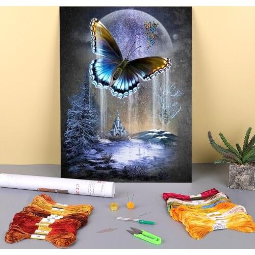 Animal Butterfly Pre-Printed 11CT Cross-Stitch Set Embroidery DMC Threads Hobby Sewing Handicraft Handiwork Wholesale Sales
