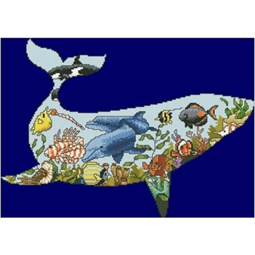 Nature series whale patterns counted 11CT 14CT DIY Cross Stitch Sets wholesale Cross-stitch Kit Embroidery Needlework