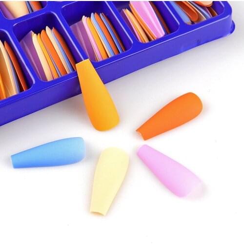 100 Tips Multi Color False Nails Artificial Fake Nails Matte Full Long Ballet False Nail Manicure Art Beauty Tools