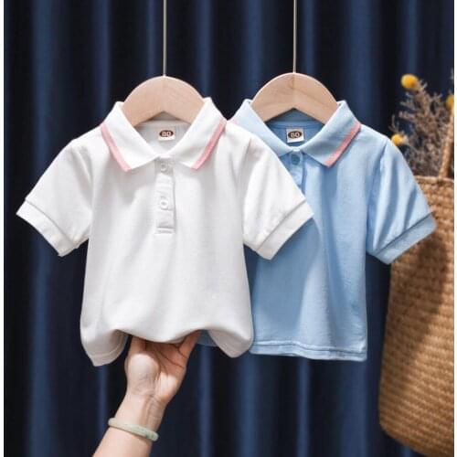 New Baby Girls Polo Shirts For Summer Kids Short Sleeve T shirts Tops Tees Children Infant Casual Breathable Clothes 1-6Y