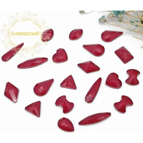 New arrival! Mixing Mocha red shape and sizes Glass Crystal Flatback rhinestones DIY Clothing accessories and nails