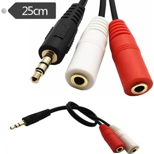 Gold plated 3.5mm Audio Stereo Y Splitter Extension Cable 3.5mm Male to 2 Port 3.5mm Female 0.25m