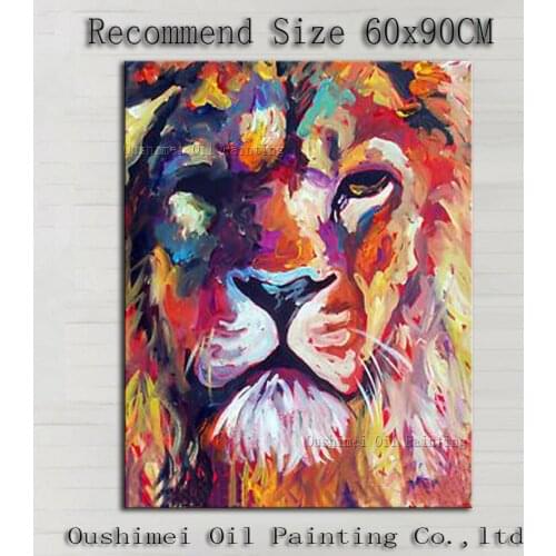 Superb Artist Hand-painted Impression Animal Portrait Lion Oil Painting For Wall Decoration Handmade Lion Painting In Oil