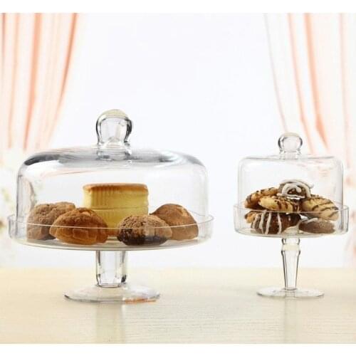 Transparent candy dish cover fruit plate Afternoon tea cake cover glass cover West Point tray Cake plate fruit dessert plate