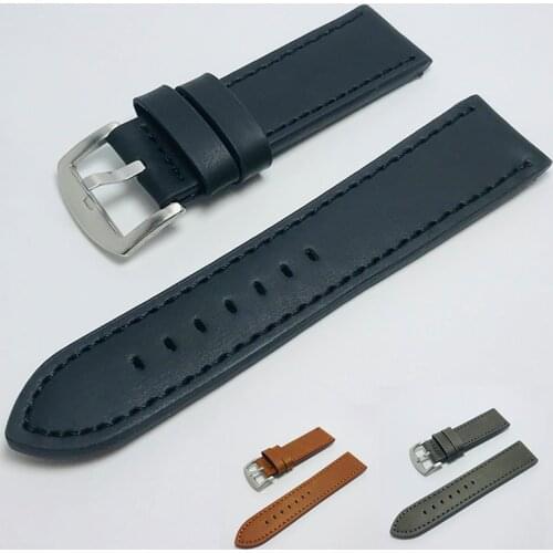 18/20/22/24mm Light Brown Vintage Watchband PU Leather Writst Watch Band Strap Stainless Steel Buckle Clasp Watch Accessories
