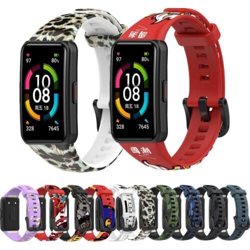 Colors New Silicone Watch Straps For Huawei Honor Band 6 Smart Watchband Printing Bracelet Replacement for Huawei Band 6 Wrist