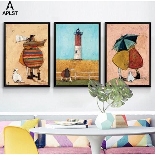 Family Happiness Posters and Prints Nursery Best Friends Figure Canvas Painting Kids Wall Art Pictures for Children Living Room