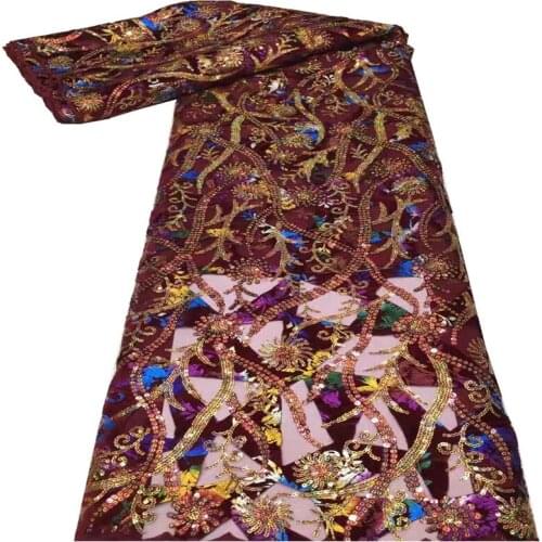 SJ Lace African Lace Fabric 2021 High Quality Lace French Nigerian Mesh Sequins Lace Fabrics For Wedding Dress Sewing xc3-63