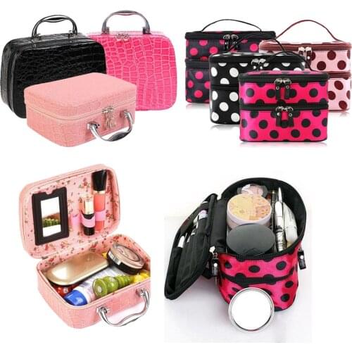 Mini Square Cosmetic Bag Case Travel Portable Makeup Brushes Tools Organizer Box Bag Makeup Bag Toiletry Kits
