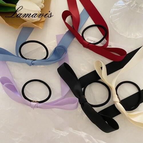 Vintage Velvet Bow Hair Rope Sweet And Versatile Hair Tie Girly Candy Color Hair Accessories Fashion Lady Headband