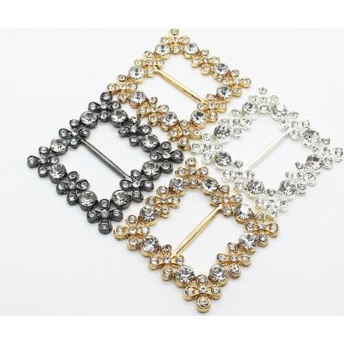 Upscale Metal Alloy Diamond Clothing corner Tie 2Pcs/Lot Button Shiny Square Ribbon Silk scarf Buttons Sewing Accessories buckle