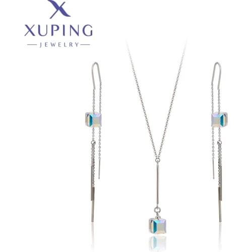 Xuping Jewelry Hot Selling Crystals Jewelry Set with Necklace and Drop Earrings for Women Party Gift 60182