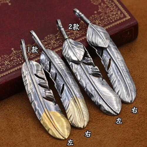 S925 Sterling Silver Jewelry Vintage Retro Thai Silver Takahashi Feather Male And Female Popular Pendants