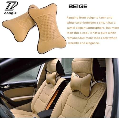 ZD 2PC For Citroen C5 C4 C3 Mini Cooper Opel Astra H G J Vectra C Saab Car Headrest Auto Neck Pillow Accessories Leather Cushion