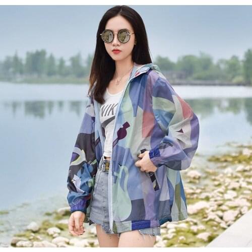 YYCZF Womens 2021 Large Size Women Colorful Leaves Floral Sun-protective Clothing Woman Clothes Loose Plus Size Coat Female