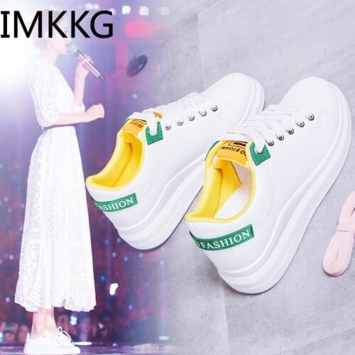 New Spring and Summer With White Shoes Women Flat Leather Shoes Female White Board Shoes Casual Shoes Female A00312