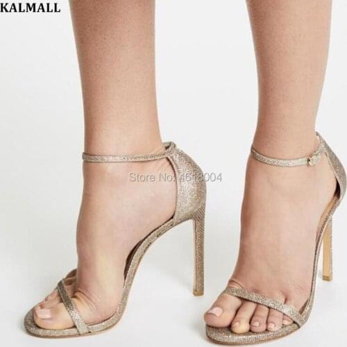 KALMALL Party Dress Shoes Women Simple Ankle Strap Sandals Open Toe Thin Heels Narrow Band Sandalias Mujer Summer