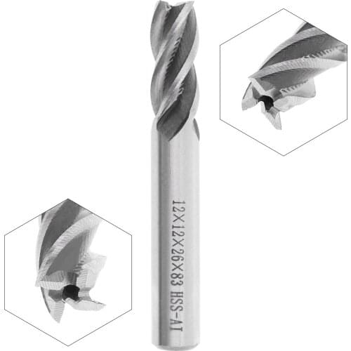 12mm 4 Flute High-speed cutting HSS & Aluminum End Mill Cutter with Super Hard Straight Shank for CNC Mold Processing