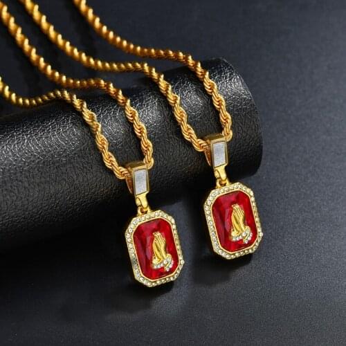 Popular European and American accessories hip hop Necklace mens and womens hand of prayer Pendant Necklace accessories