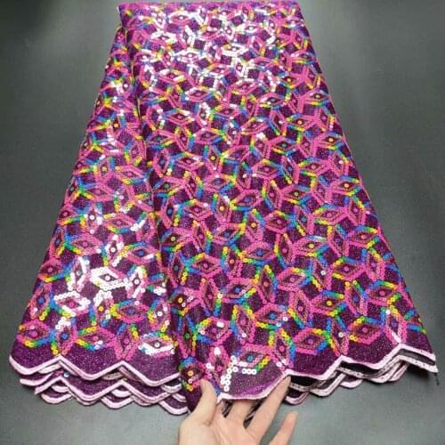 2021 High Quality African Mesh Lace Fabric 2021 French Nigerian Sequins Embroidery Net for Women Wedding Dress