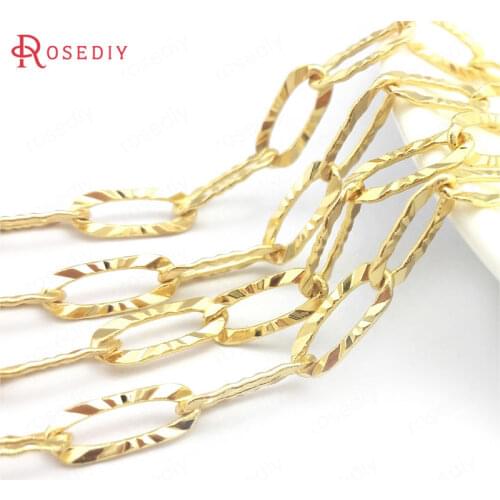 39669)1 Meter 24K Gold Color Brass Long Oval Shape Necklace Chains Jewelry Chains Jewelry Making Supplies Findings Accessories