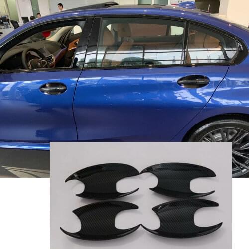 4PCS Abs Carbon fiber style Door Handle Bowl Covers Trim For BMW 3 series 2019 Car Accessories
