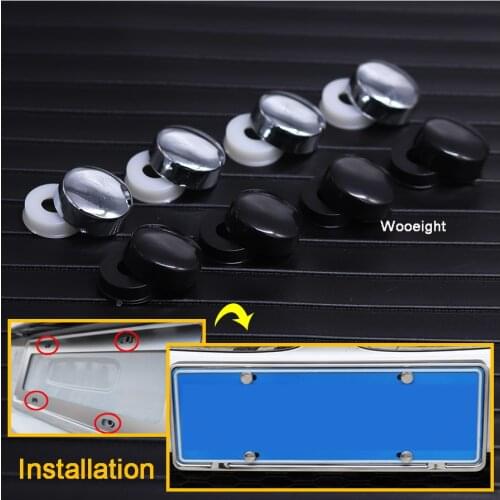 Wooeight 4Pcs Silver Screw Nut Cap Bolt Cover Set For Car Truck Motorcycle Security License Plate Frame Mounting Screw Bolt