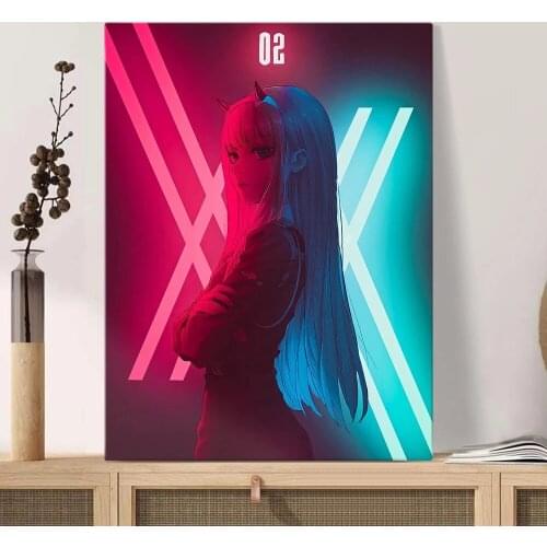 5D Diamond Painting Zero Two 002 DARLING In The FRANXX Neon Anime Full Drill Cross Stitch Mosaic Picture Embroidery Home Decor