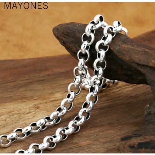 8mm 925 Sterling Silver chain men necklace men jewelry 100% Pure Silver necklace for men Thai silver statement necklace
