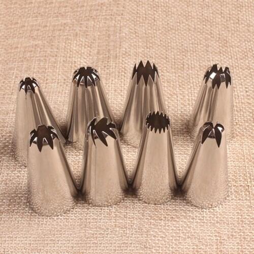 8pcs Big Size Russian Pastry Icing Piping Nozzles Stainless Steel Decorating Tip Cake Cupcake Decorator Rose Accessories Kitchen