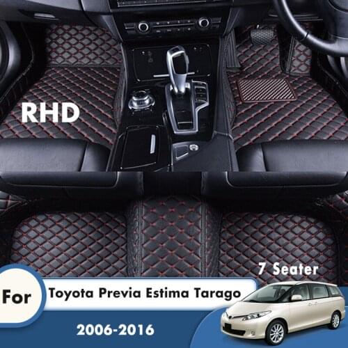 RHD Custom Car Floor Mats For Toyota Previa Estima Tarago 2016 2015 2014 2013 2012 2011 2010 2009 2008 2007 2006 7 Seats Carpets