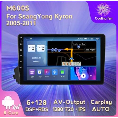 IPS HD 1280*720 Android 11 Car GPS Navigation DVD Multimedia Player for SsangYong Kyron 2005-2011 Stereo Player Carplay AUTO BT